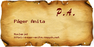 Páger Anita névjegykártya